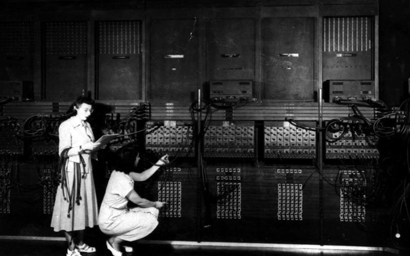 Ruth Lichterman & Marlyn Wescoff | Left (Kneeling): Ruth Lichterman. Right (Standing): Marlyn Wescoff. The women in this image were frequently misidentified as others, including being thought to be Jean Jennings Bartik and Kay McNulty Mauchly.  However, when Jean and Kay toured the Bartik museum in 2002 during its grand opening, they confirmed that the image was of Ruth and Marlyn.  Ruth Lichterman and Marlyn Wescoff were two of the six original female ENIAC prorammers. (U.S. Army photo from the archives of the ARL Technical Library)